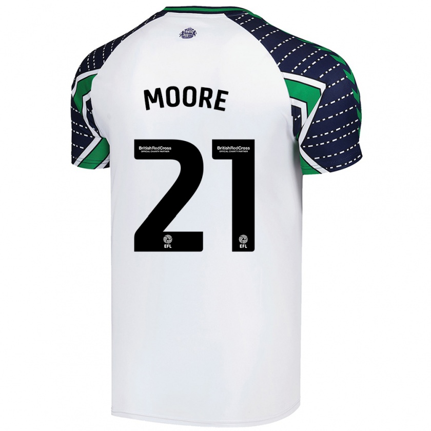 Kandiny Gyermek Simon Moore #21 Fehér Idegenbeli Jersey 2024/25 Mez Póló Ing