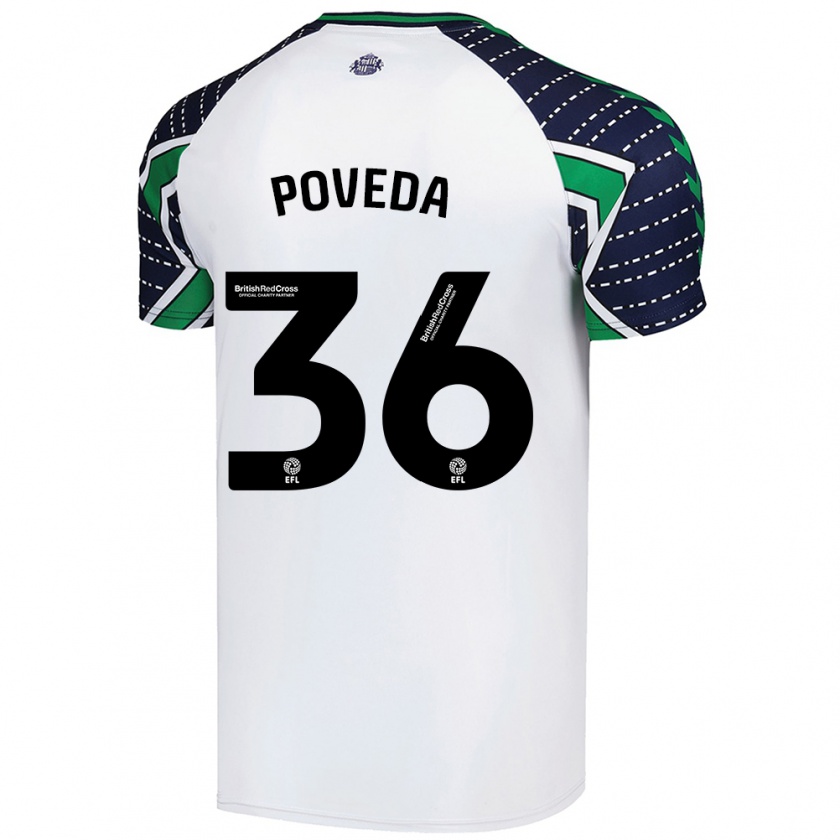 Kandiny Gyermek Ian Poveda #36 Fehér Idegenbeli Jersey 2024/25 Mez Póló Ing