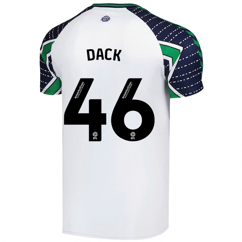 Kandiny Gyermek Bradley Dack #46 Fehér Idegenbeli Jersey 2024/25 Mez Póló Ing