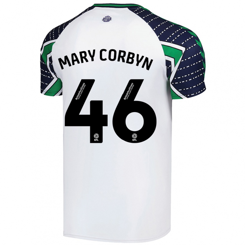 Kandiny Gyermek Mary Corbyn #46 Fehér Idegenbeli Jersey 2024/25 Mez Póló Ing