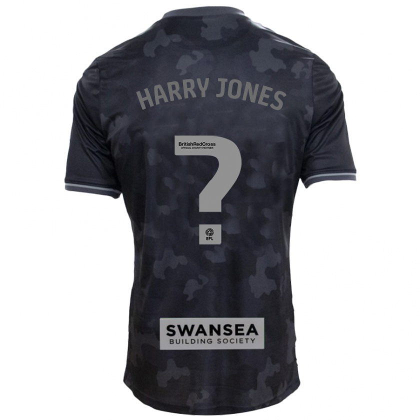 Kandiny Gyermek Harry Jones #0 Fekete Idegenbeli Jersey 2024/25 Mez Póló Ing