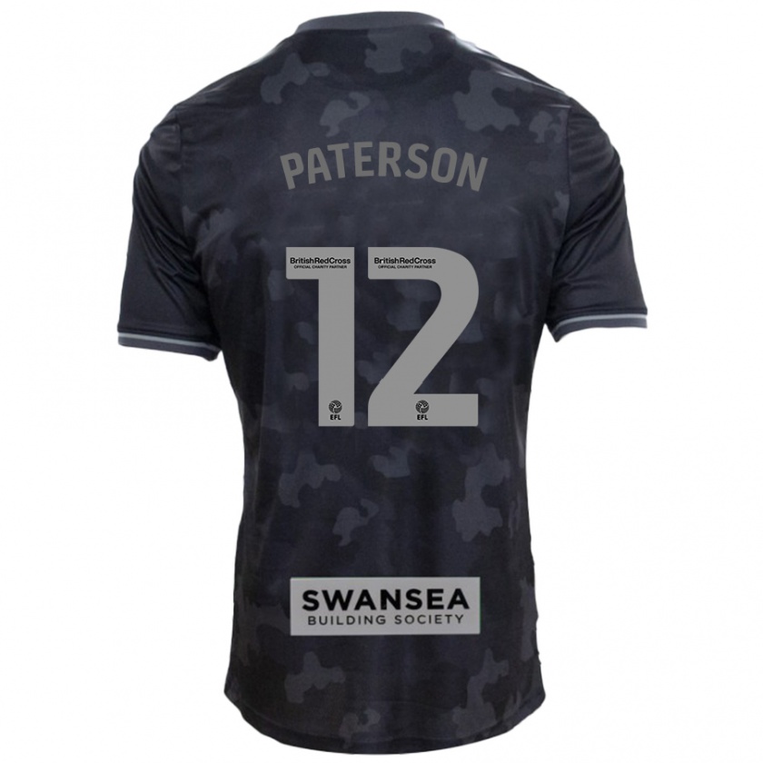 Kandiny Gyermek Jamie Paterson #12 Fekete Idegenbeli Jersey 2024/25 Mez Póló Ing