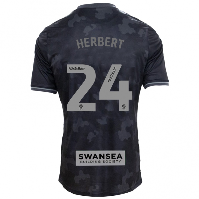 Kandiny Gyermek Chelsea Herbert #24 Fekete Idegenbeli Jersey 2024/25 Mez Póló Ing