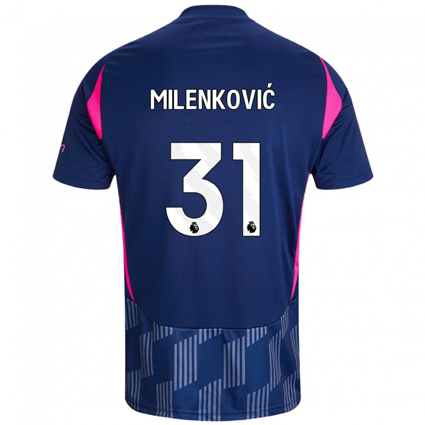 Kandiny Gyermek Nikola Milenković #31 Királykék Rózsaszín Idegenbeli Jersey 2024/25 Mez Póló Ing