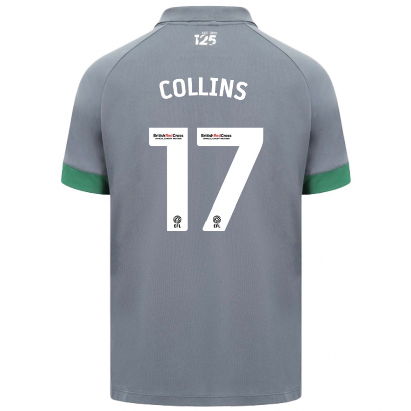 Kandiny Gyermek Jamilu Collins #17 Sötétszürke Idegenbeli Jersey 2024/25 Mez Póló Ing