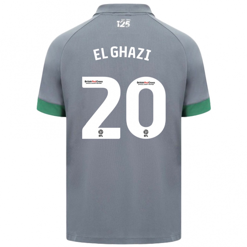 Kandiny Gyermek Anwar El Ghazi #20 Sötétszürke Idegenbeli Jersey 2024/25 Mez Póló Ing