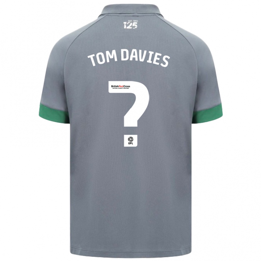 Kandiny Gyermek Tom Davies #0 Sötétszürke Idegenbeli Jersey 2024/25 Mez Póló Ing