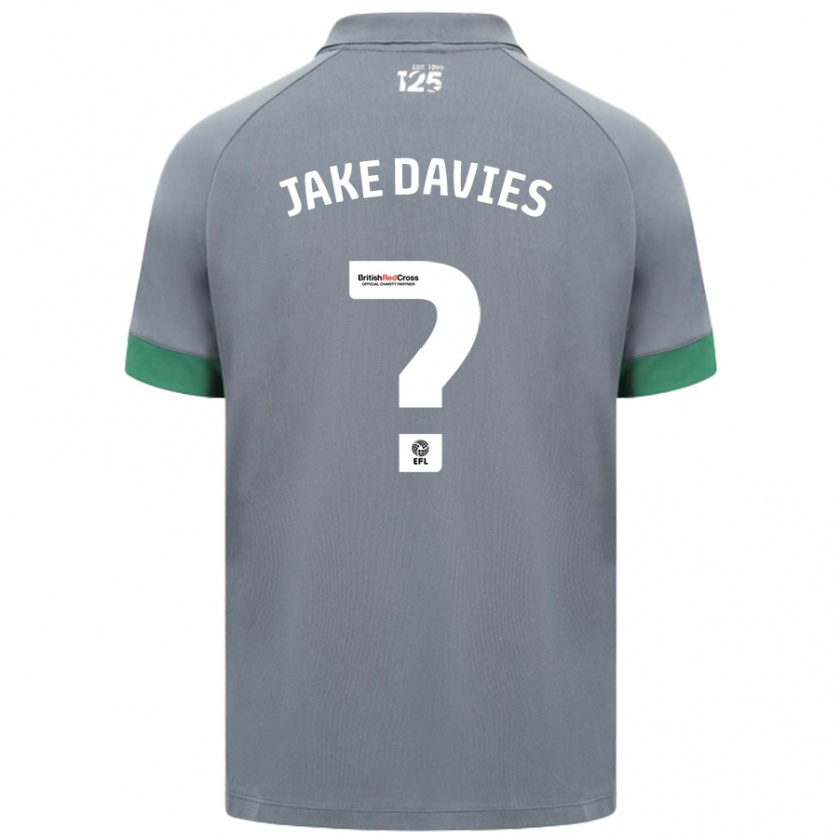 Kandiny Gyermek Jake Davies #0 Sötétszürke Idegenbeli Jersey 2024/25 Mez Póló Ing