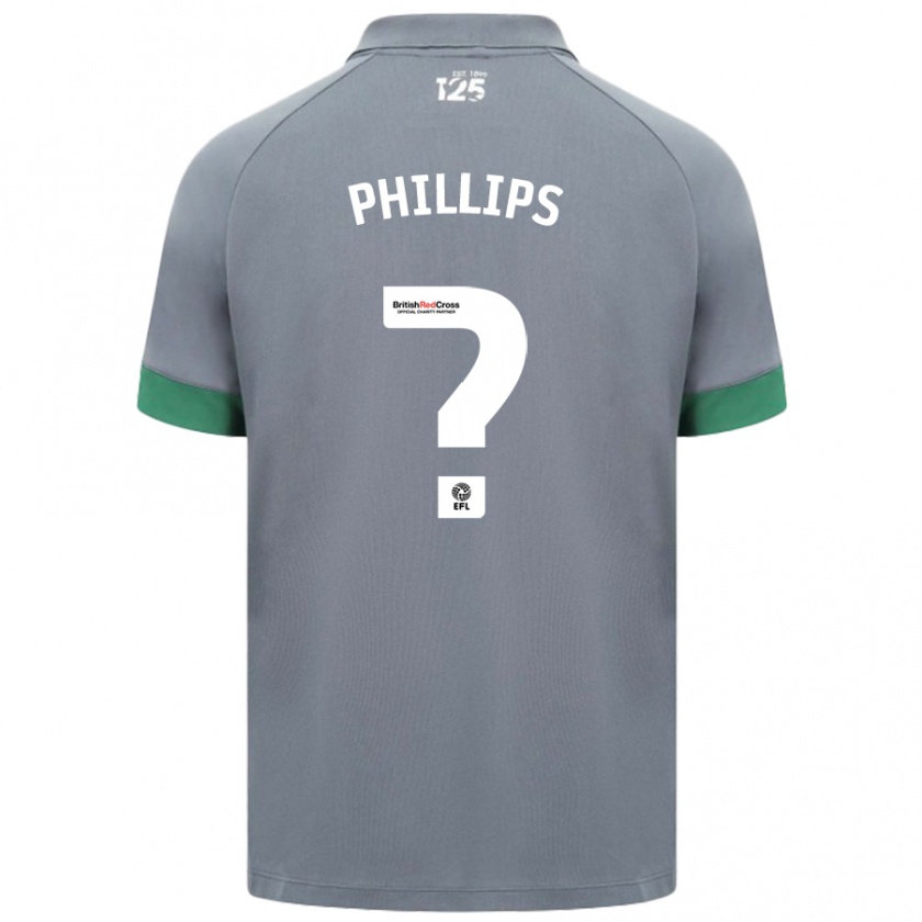 Kandiny Gyermek Louis Phillips #0 Sötétszürke Idegenbeli Jersey 2024/25 Mez Póló Ing