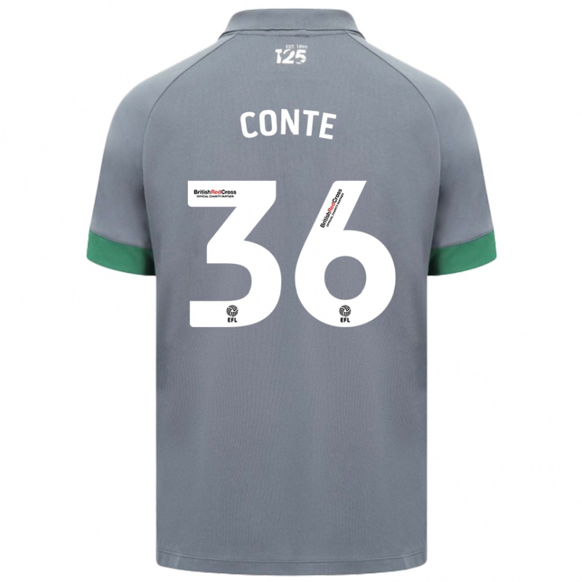 Kandiny Gyermek Raheem Conte #36 Sötétszürke Idegenbeli Jersey 2024/25 Mez Póló Ing