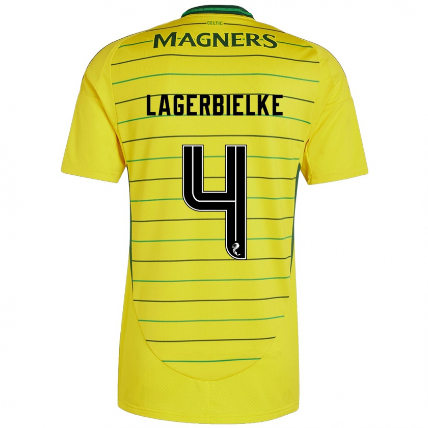 Kandiny Gyermek Gustaf Lagerbielke #4 Sárga Idegenbeli Jersey 2024/25 Mez Póló Ing