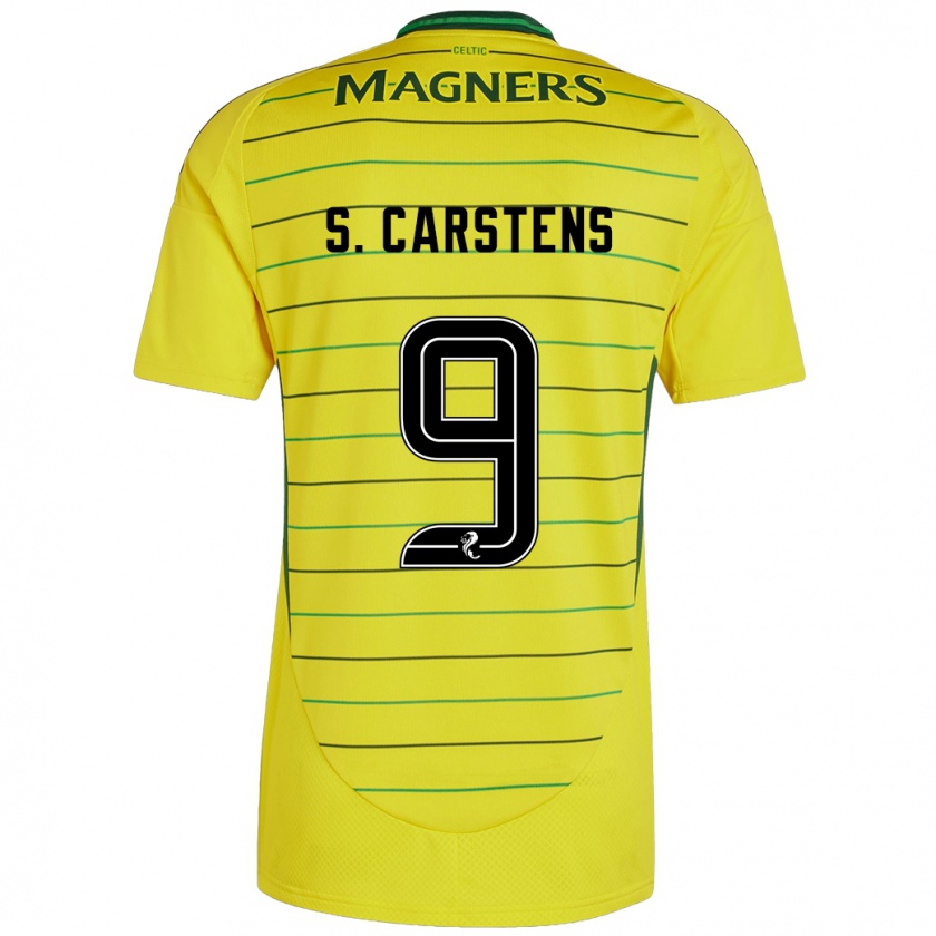 Kandiny Gyermek Signe Carstens #9 Sárga Idegenbeli Jersey 2024/25 Mez Póló Ing