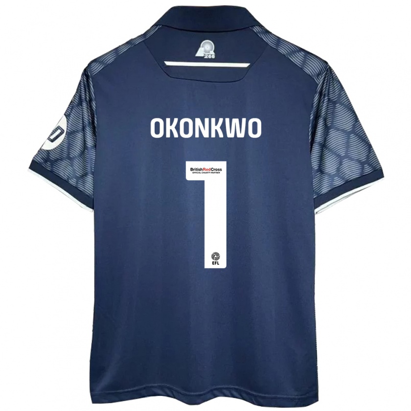 Kandiny Gyermek Arthur Okonkwo #1 Fekete Idegenbeli Jersey 2024/25 Mez Póló Ing