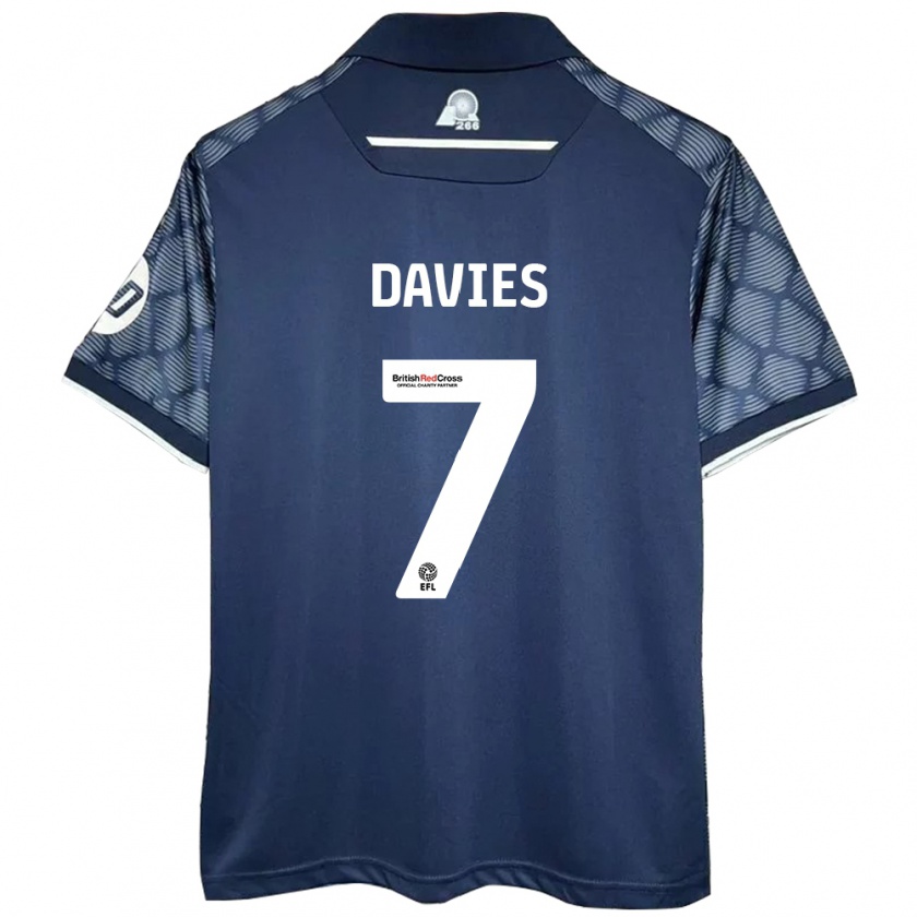 Kandiny Gyermek Jordan Davies #7 Fekete Idegenbeli Jersey 2024/25 Mez Póló Ing