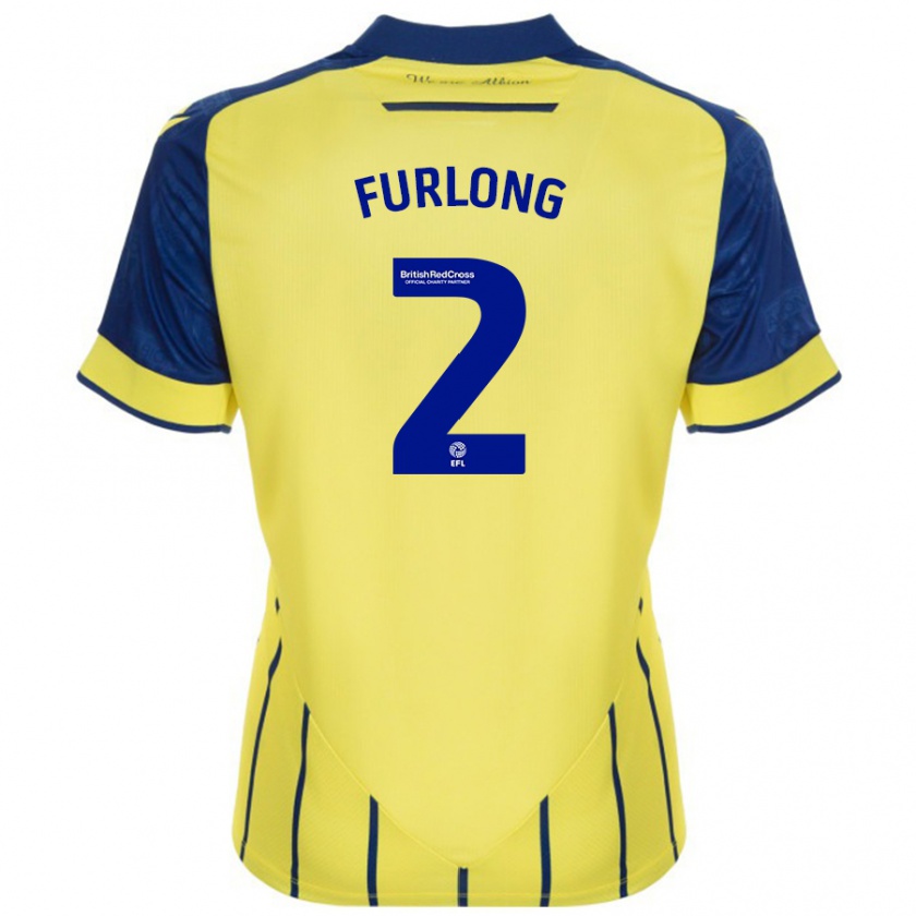 Kandiny Gyermek Darnell Furlong #2 Sárga Kék Idegenbeli Jersey 2024/25 Mez Póló Ing