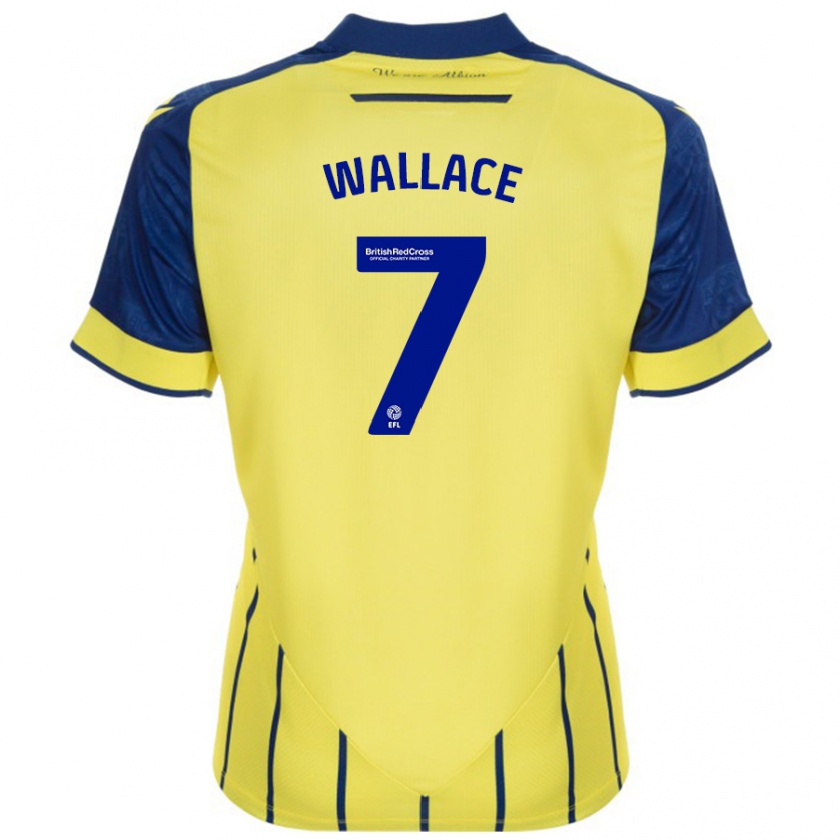 Kandiny Gyermek Jed Wallace #7 Sárga Kék Idegenbeli Jersey 2024/25 Mez Póló Ing