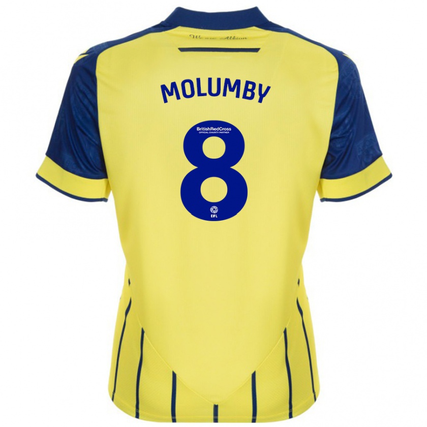 Kandiny Gyermek Jayson Molumby #8 Sárga Kék Idegenbeli Jersey 2024/25 Mez Póló Ing