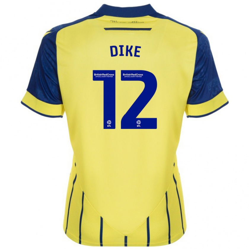 Kandiny Gyermek Daryl Dike #12 Sárga Kék Idegenbeli Jersey 2024/25 Mez Póló Ing