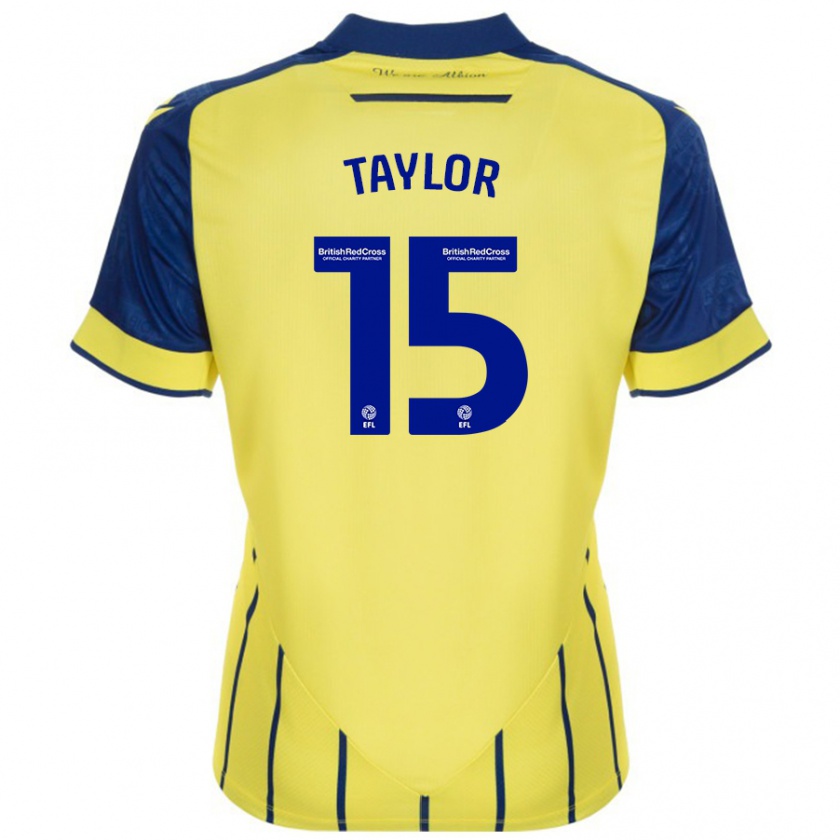 Kandiny Gyermek Caleb Taylor #15 Sárga Kék Idegenbeli Jersey 2024/25 Mez Póló Ing