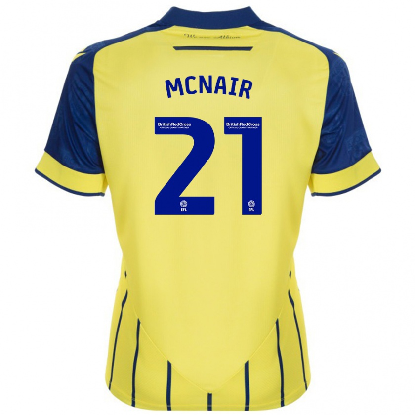 Kandiny Gyermek Paddy Mcnair #21 Sárga Kék Idegenbeli Jersey 2024/25 Mez Póló Ing