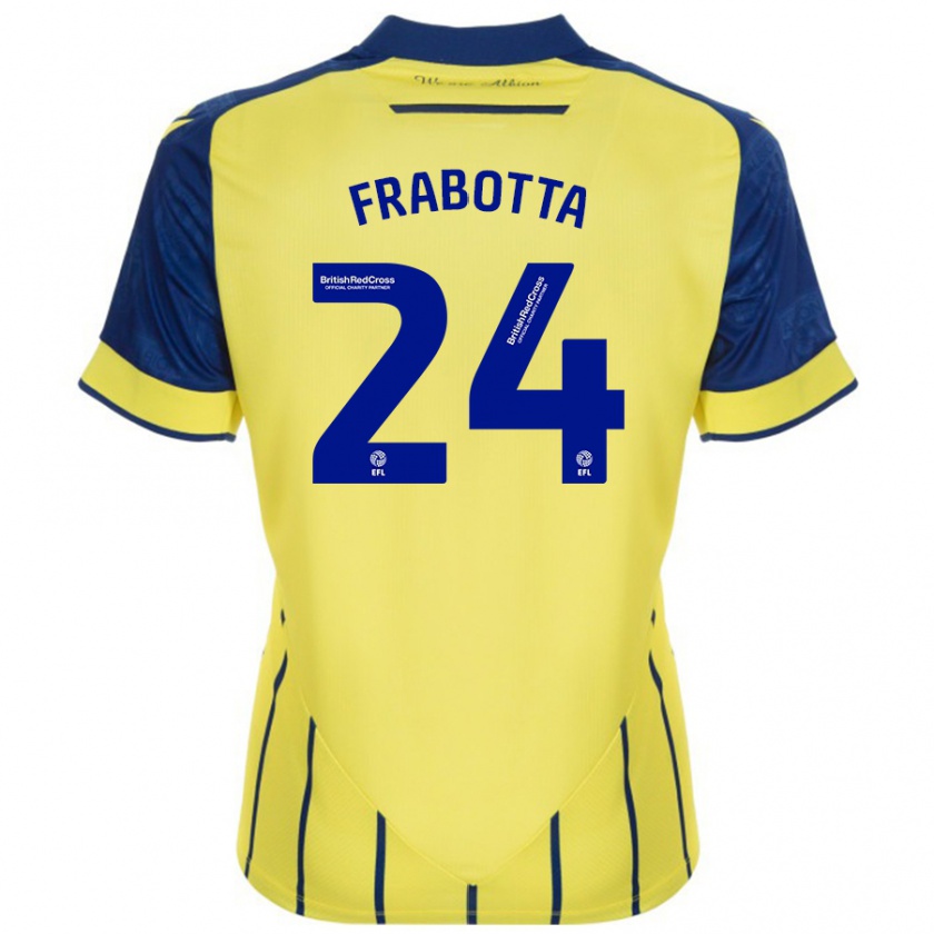 Kandiny Gyermek Gianluca Frabotta #24 Sárga Kék Idegenbeli Jersey 2024/25 Mez Póló Ing