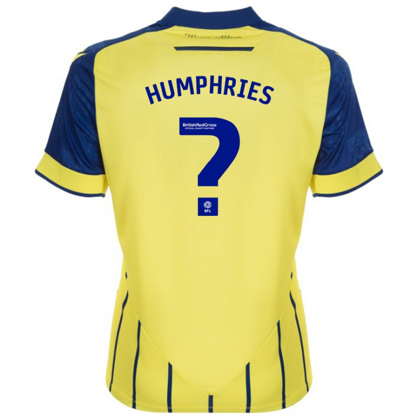 Kandiny Gyermek Evan Humphries #0 Sárga Kék Idegenbeli Jersey 2024/25 Mez Póló Ing