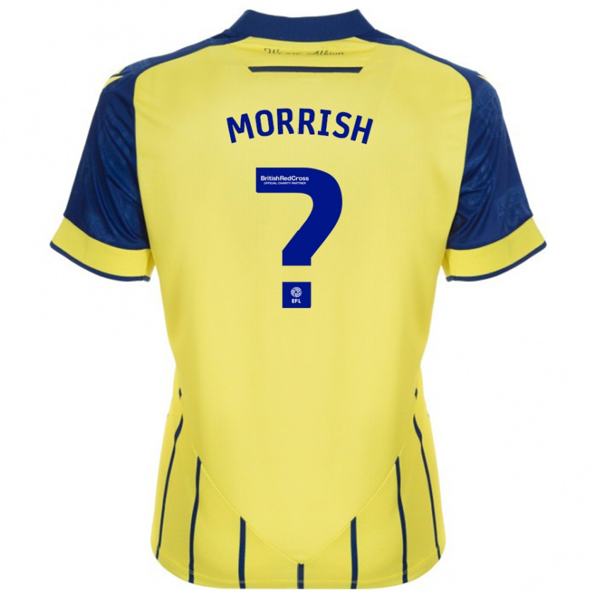 Kandiny Gyermek Rhys Morrish #0 Sárga Kék Idegenbeli Jersey 2024/25 Mez Póló Ing