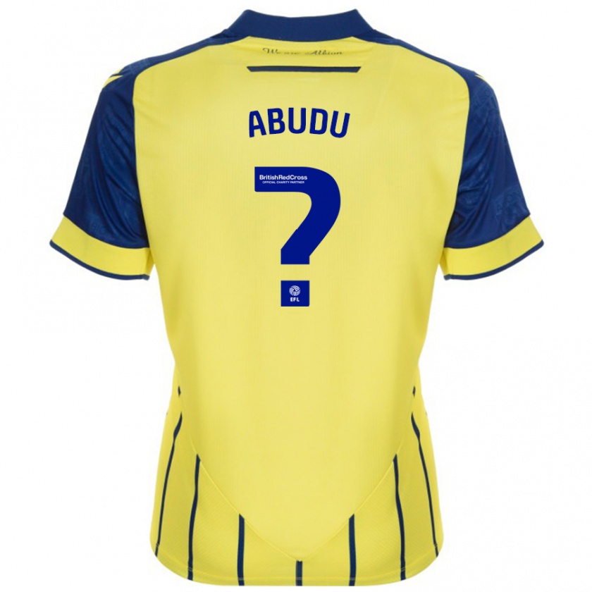 Kandiny Gyermek Abdul Abudu #0 Sárga Kék Idegenbeli Jersey 2024/25 Mez Póló Ing