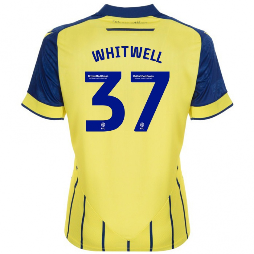 Kandiny Gyermek Harry Whitwell #37 Sárga Kék Idegenbeli Jersey 2024/25 Mez Póló Ing