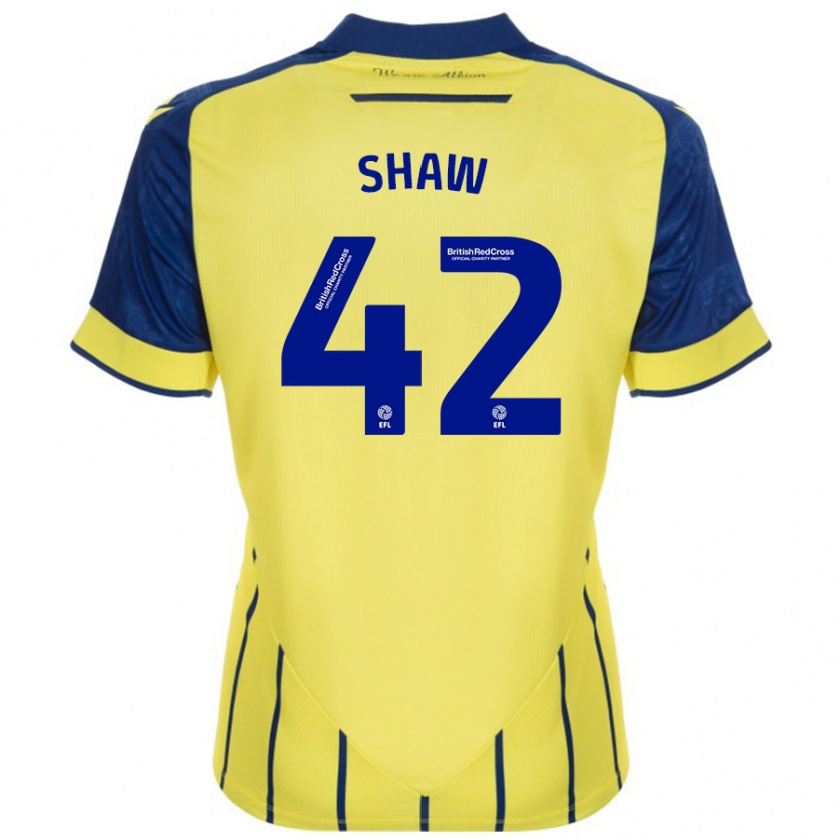 Kandiny Gyermek Josh Shaw #42 Sárga Kék Idegenbeli Jersey 2024/25 Mez Póló Ing