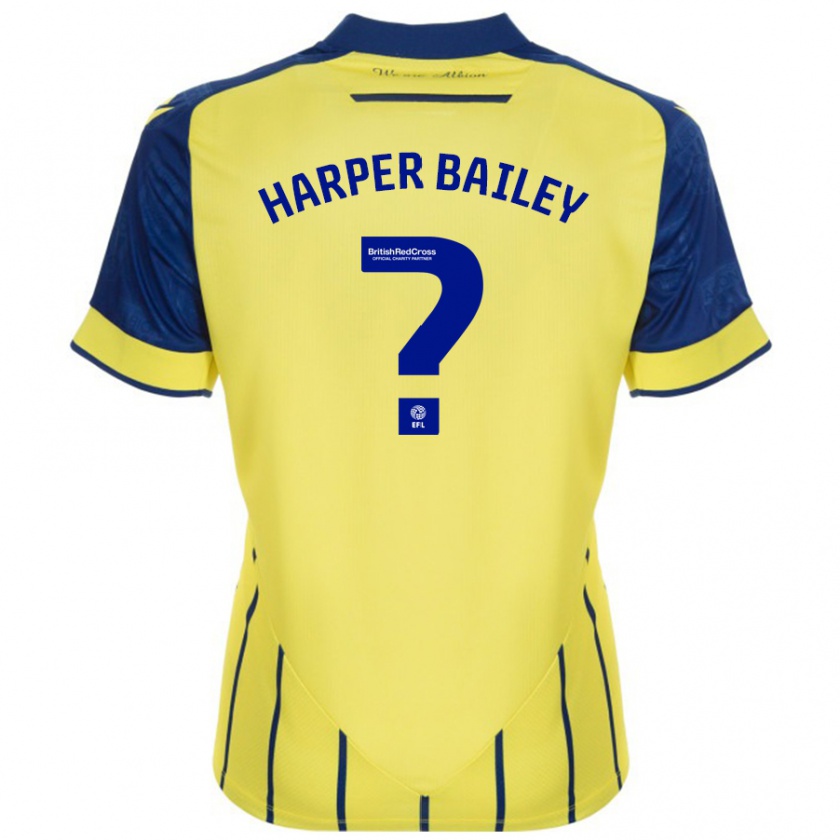 Kandiny Gyermek Aaron Harper-Bailey #0 Sárga Kék Idegenbeli Jersey 2024/25 Mez Póló Ing