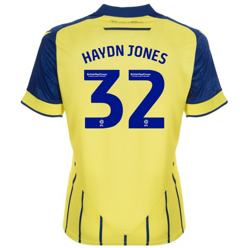 Kandiny Gyermek Mackenzie Haydn-Jones #32 Sárga Kék Idegenbeli Jersey 2024/25 Mez Póló Ing