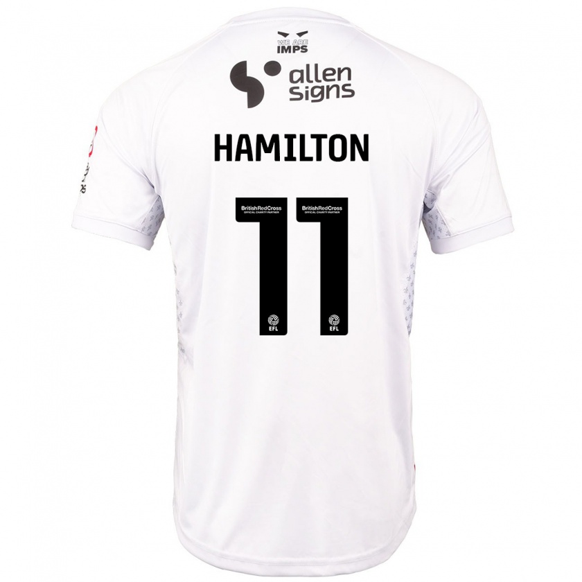 Kandiny Gyermek Ethan Hamilton #11 Piros Fehér Idegenbeli Jersey 2024/25 Mez Póló Ing