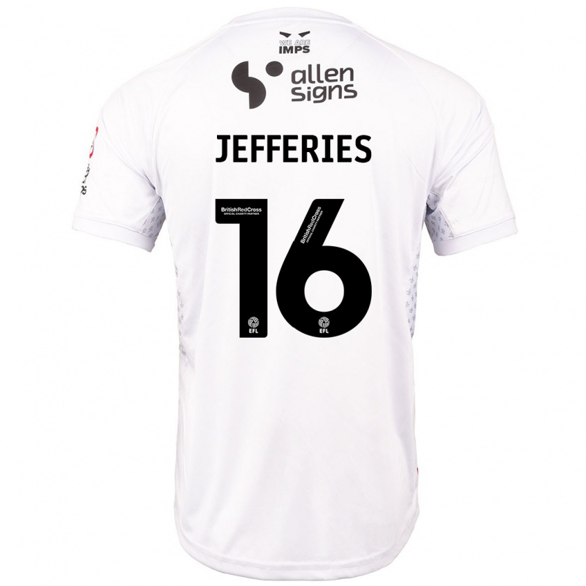 Kandiny Gyermek Dom Jefferies #16 Piros Fehér Idegenbeli Jersey 2024/25 Mez Póló Ing