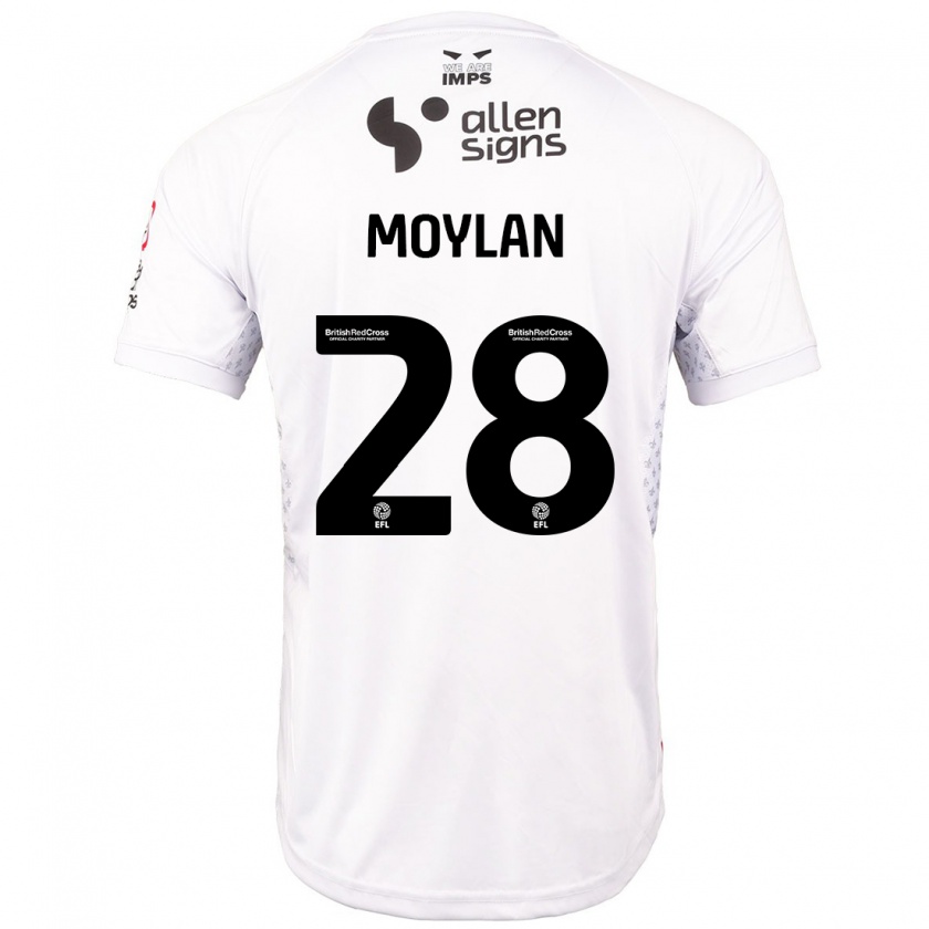 Kandiny Gyermek Jack Moylan #28 Piros Fehér Idegenbeli Jersey 2024/25 Mez Póló Ing