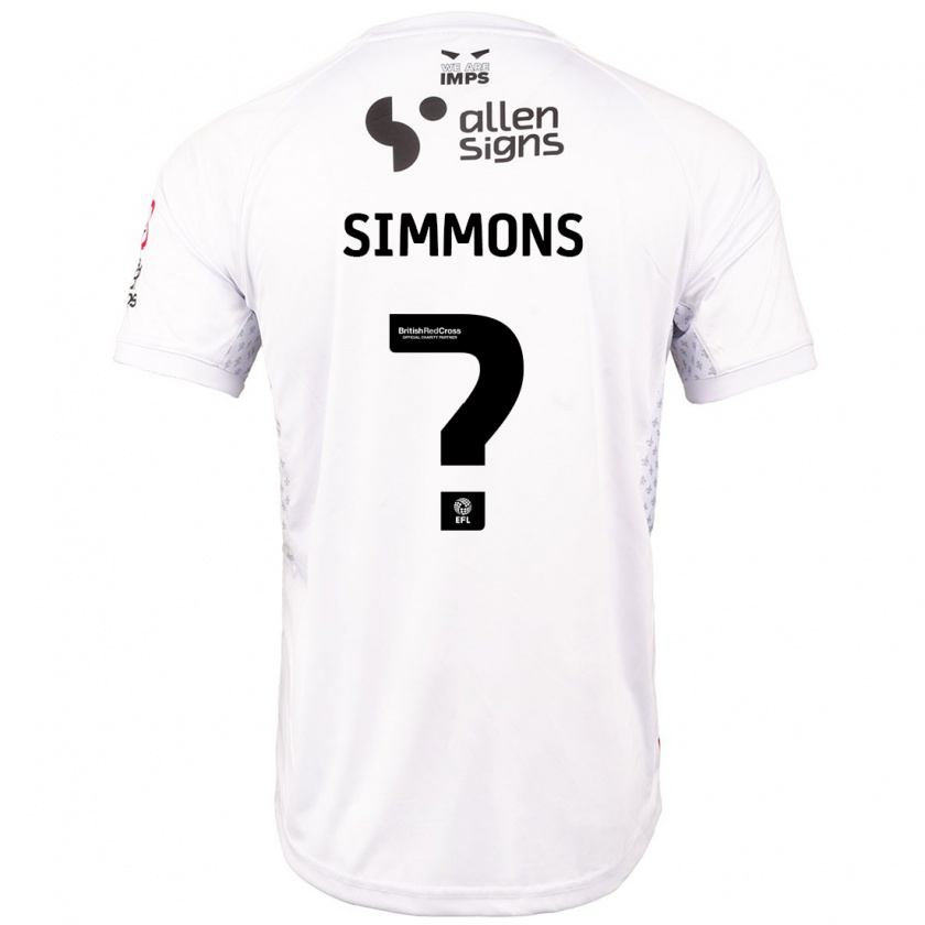 Kandiny Gyermek Noah Simmons #0 Piros Fehér Idegenbeli Jersey 2024/25 Mez Póló Ing