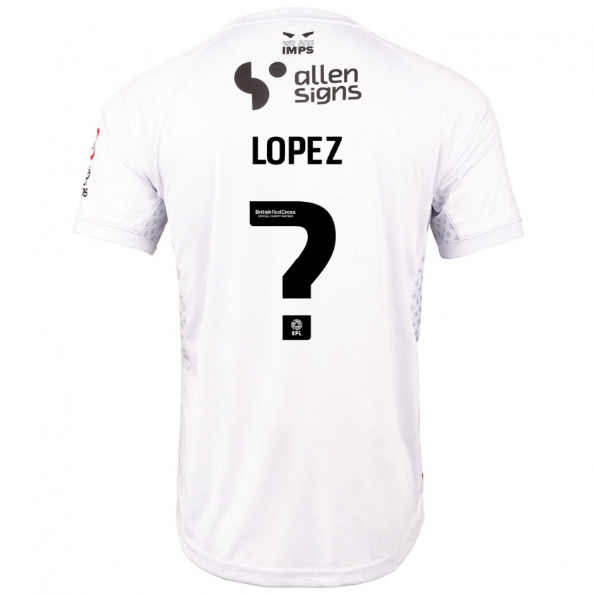 Kandiny Gyermek Jersey Lopez #0 Piros Fehér Idegenbeli Jersey 2024/25 Mez Póló Ing