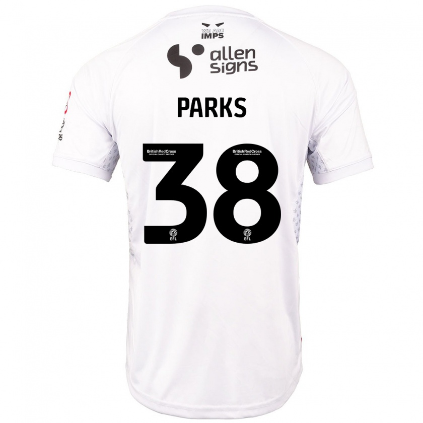 Kandiny Gyermek Charlie Parks #38 Piros Fehér Idegenbeli Jersey 2024/25 Mez Póló Ing