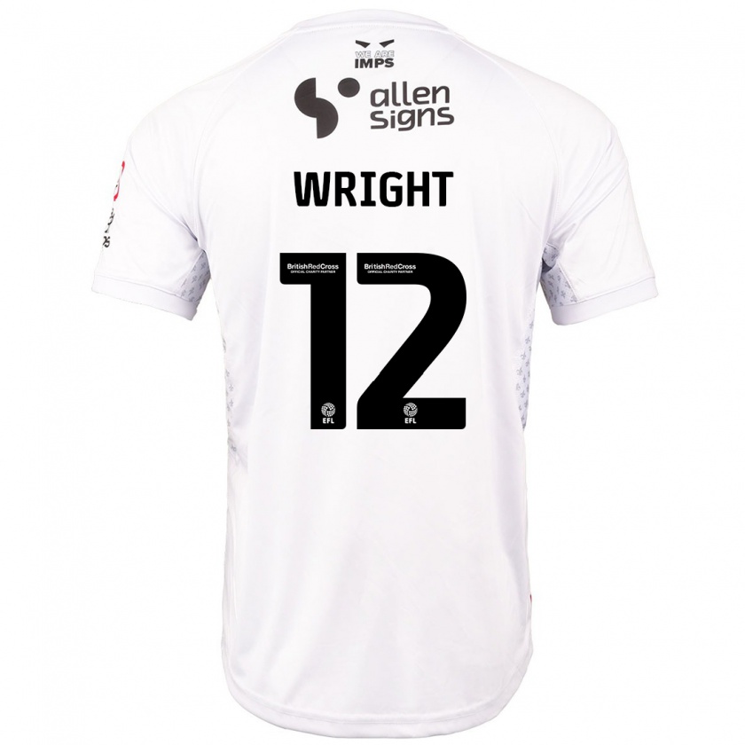 Kandiny Gyermek Jordan Wright #12 Piros Fehér Idegenbeli Jersey 2024/25 Mez Póló Ing