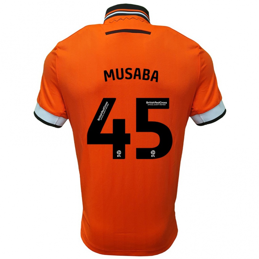 Kandiny Gyermek Anthony Musaba #45 Narancssárga Fehér Idegenbeli Jersey 2024/25 Mez Póló Ing