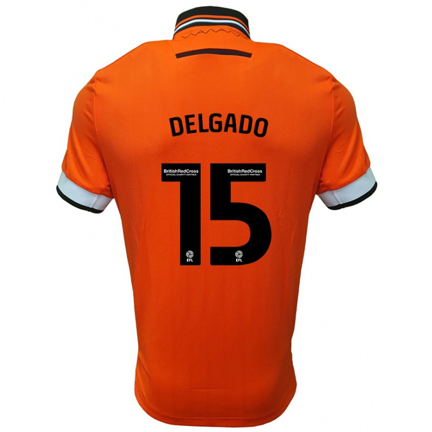 Kandiny Gyermek Juan Delgado #15 Narancssárga Fehér Idegenbeli Jersey 2024/25 Mez Póló Ing