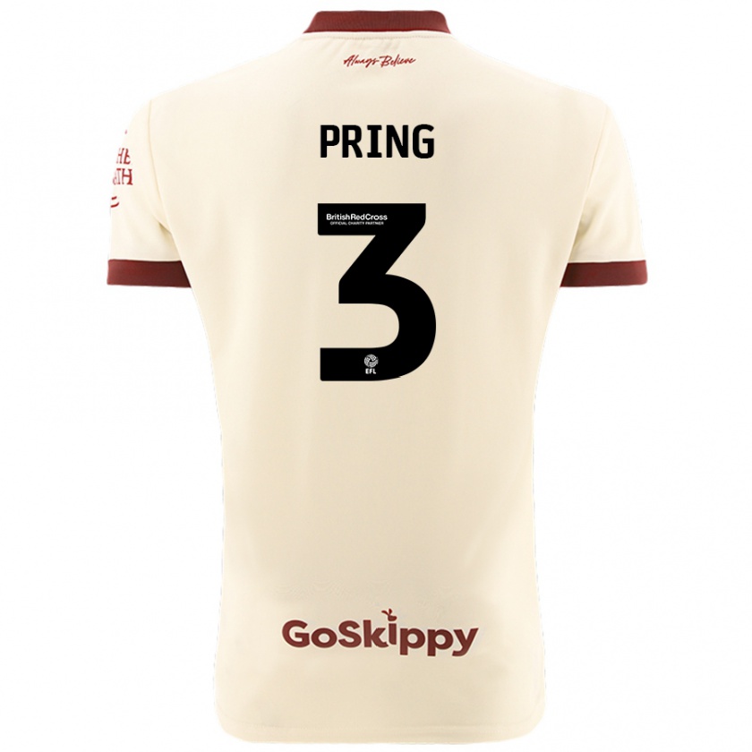 Kandiny Gyermek Cameron Pring #3 Krém Fehér Idegenbeli Jersey 2024/25 Mez Póló Ing