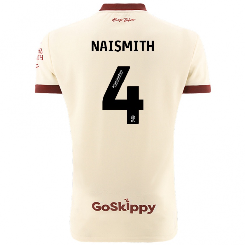 Kandiny Gyermek Kal Naismith #4 Krém Fehér Idegenbeli Jersey 2024/25 Mez Póló Ing