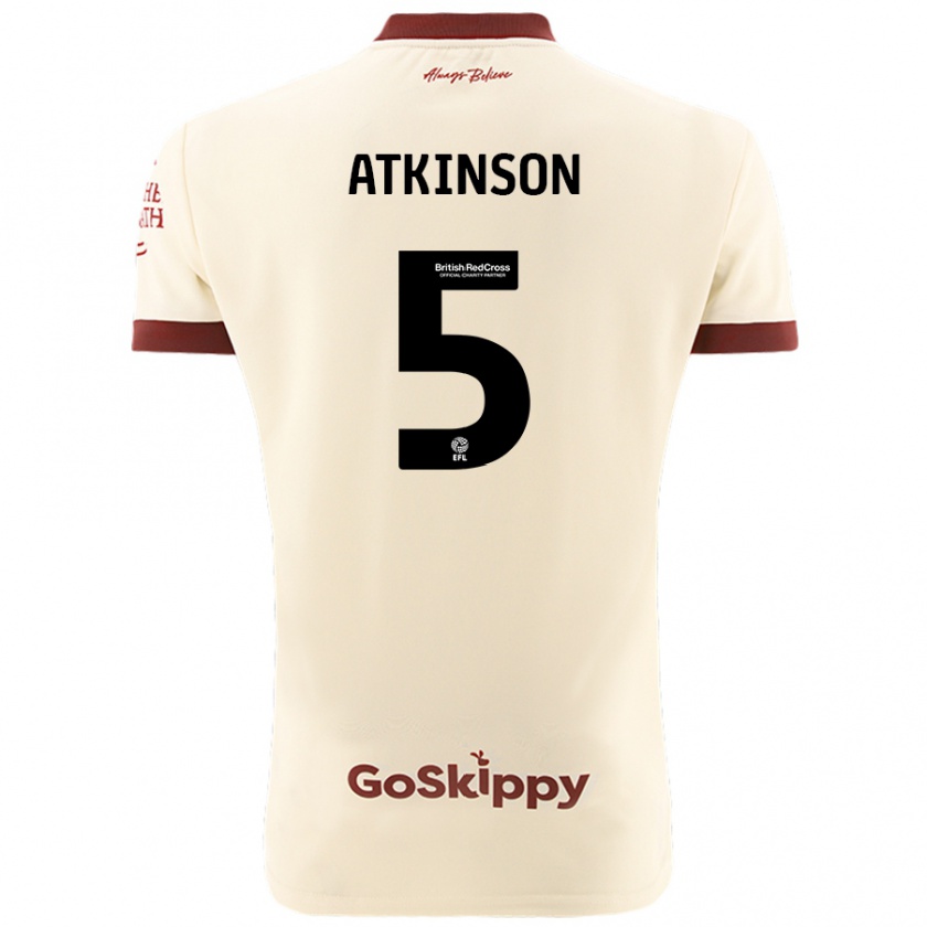 Kandiny Gyermek Rob Atkinson #5 Krém Fehér Idegenbeli Jersey 2024/25 Mez Póló Ing