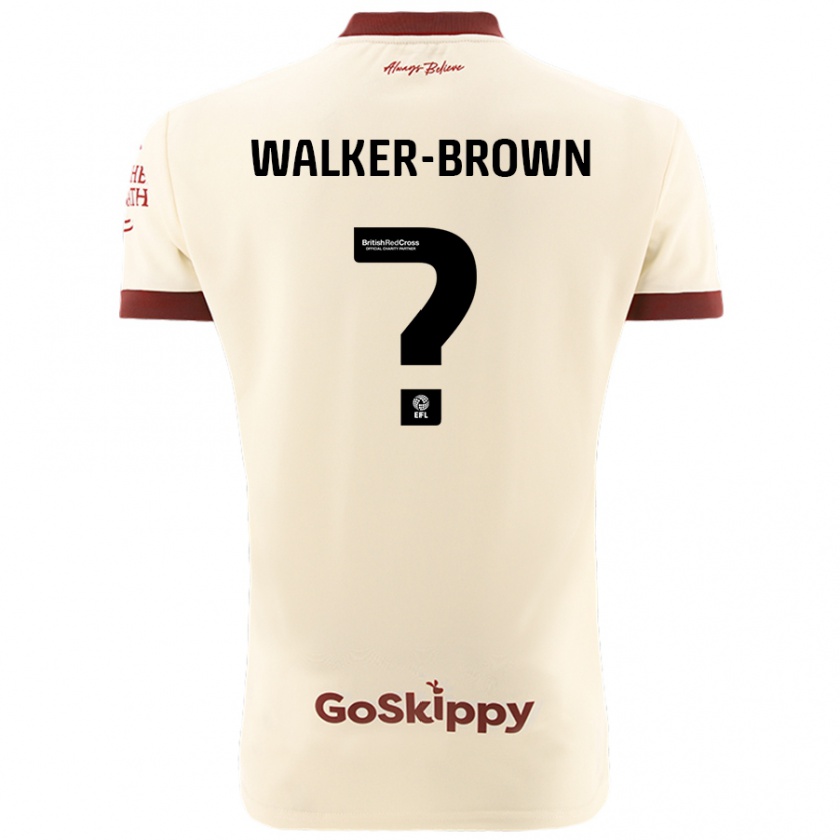 Kandiny Gyermek Rushon Walker-Brown #0 Krém Fehér Idegenbeli Jersey 2024/25 Mez Póló Ing