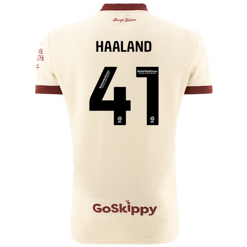 Kandiny Gyermek Benedicte Haaland #41 Krém Fehér Idegenbeli Jersey 2024/25 Mez Póló Ing