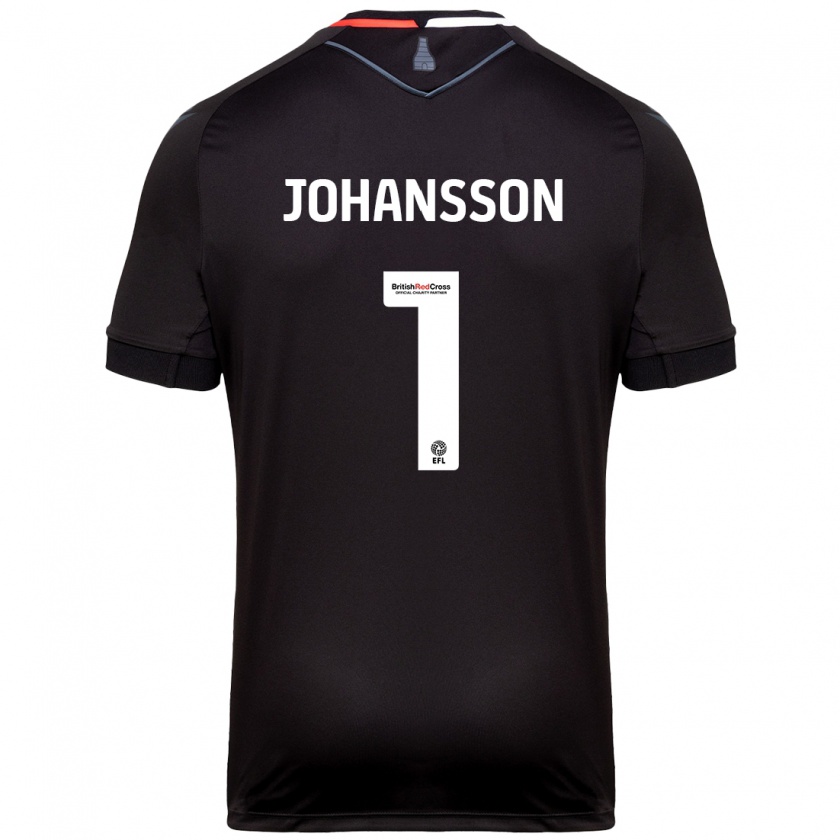 Kandiny Gyermek Viktor Johansson #1 Fekete Idegenbeli Jersey 2024/25 Mez Póló Ing