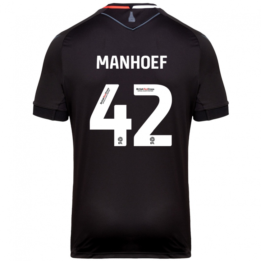 Kandiny Gyermek Million Manhoef #42 Fekete Idegenbeli Jersey 2024/25 Mez Póló Ing