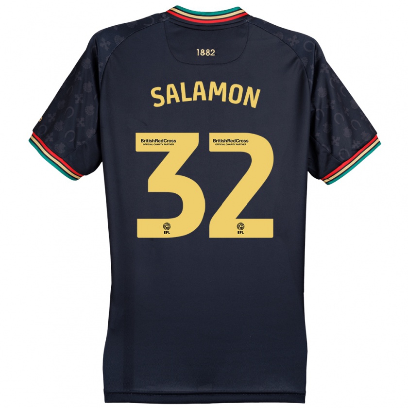 Kandiny Gyermek Matteo Salamon #32 Sötét Sötétkék Idegenbeli Jersey 2024/25 Mez Póló Ing