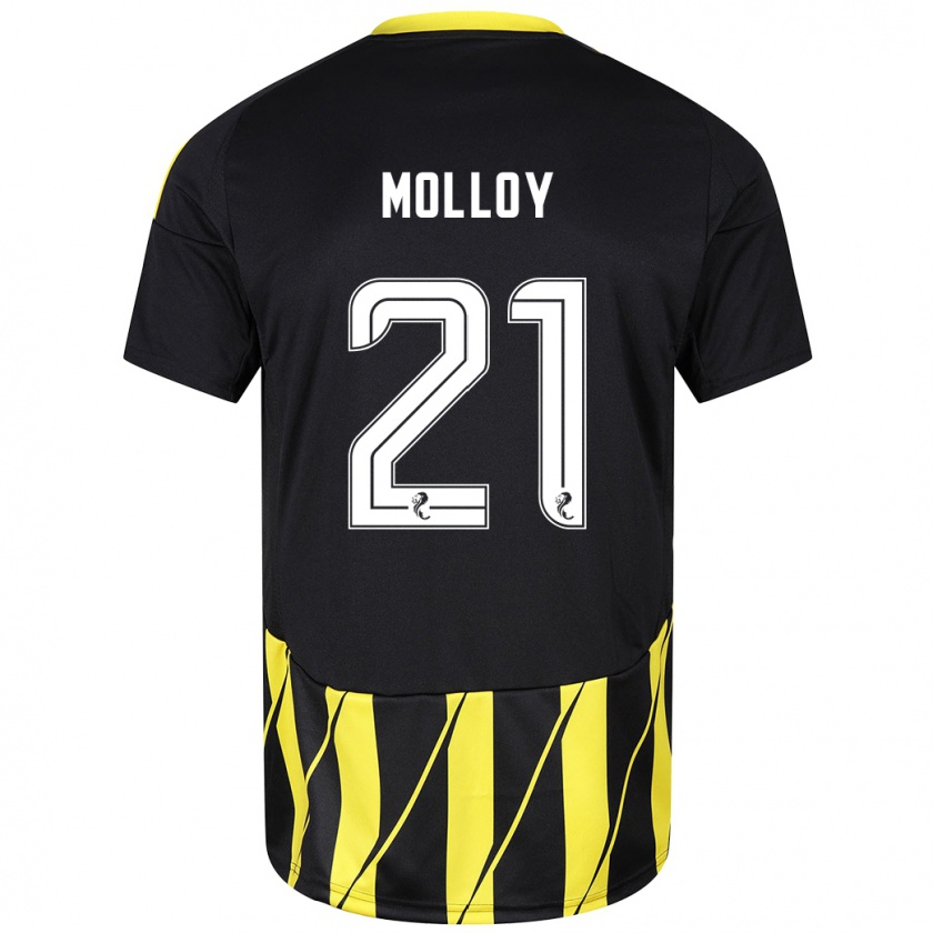 Kandiny Gyermek Gavin Molloy #21 Fekete Sárga Idegenbeli Jersey 2024/25 Mez Póló Ing